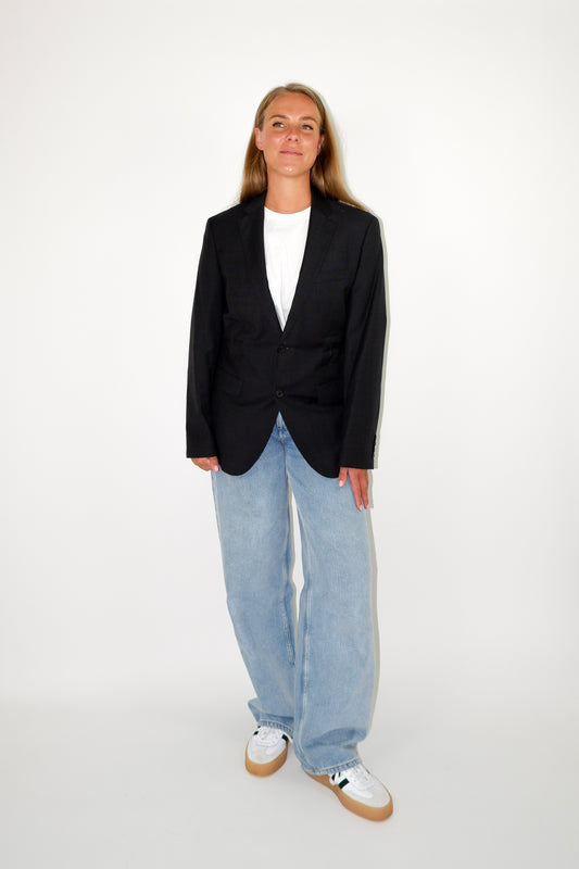BLAZER DONKER GRIJS GEMELEERD