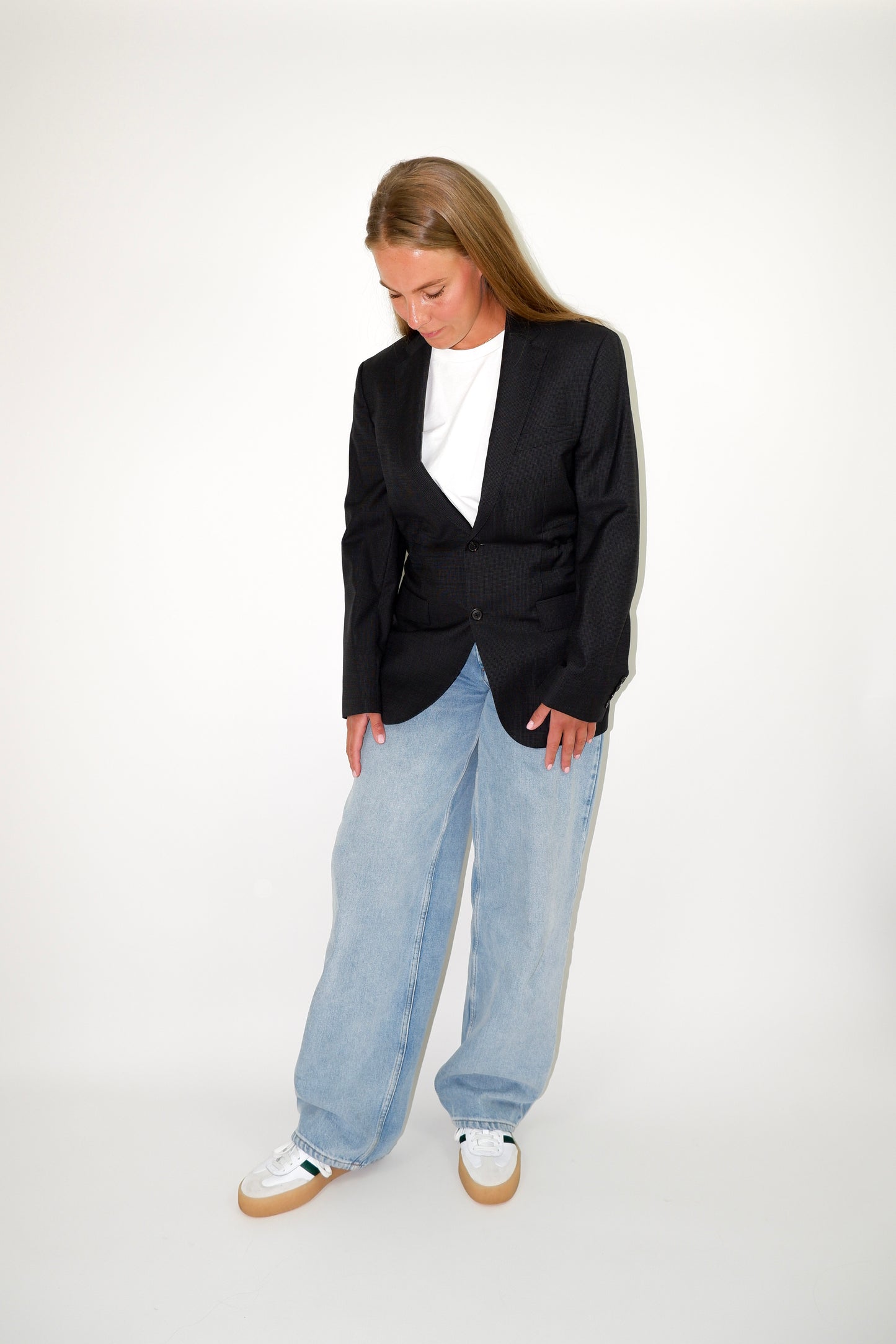 BLAZER DONKER GRIJS GEMELEERD