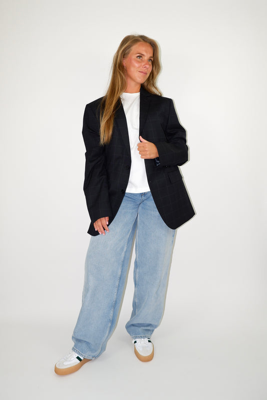 BLAZER RUIT DONKER BLAUW
