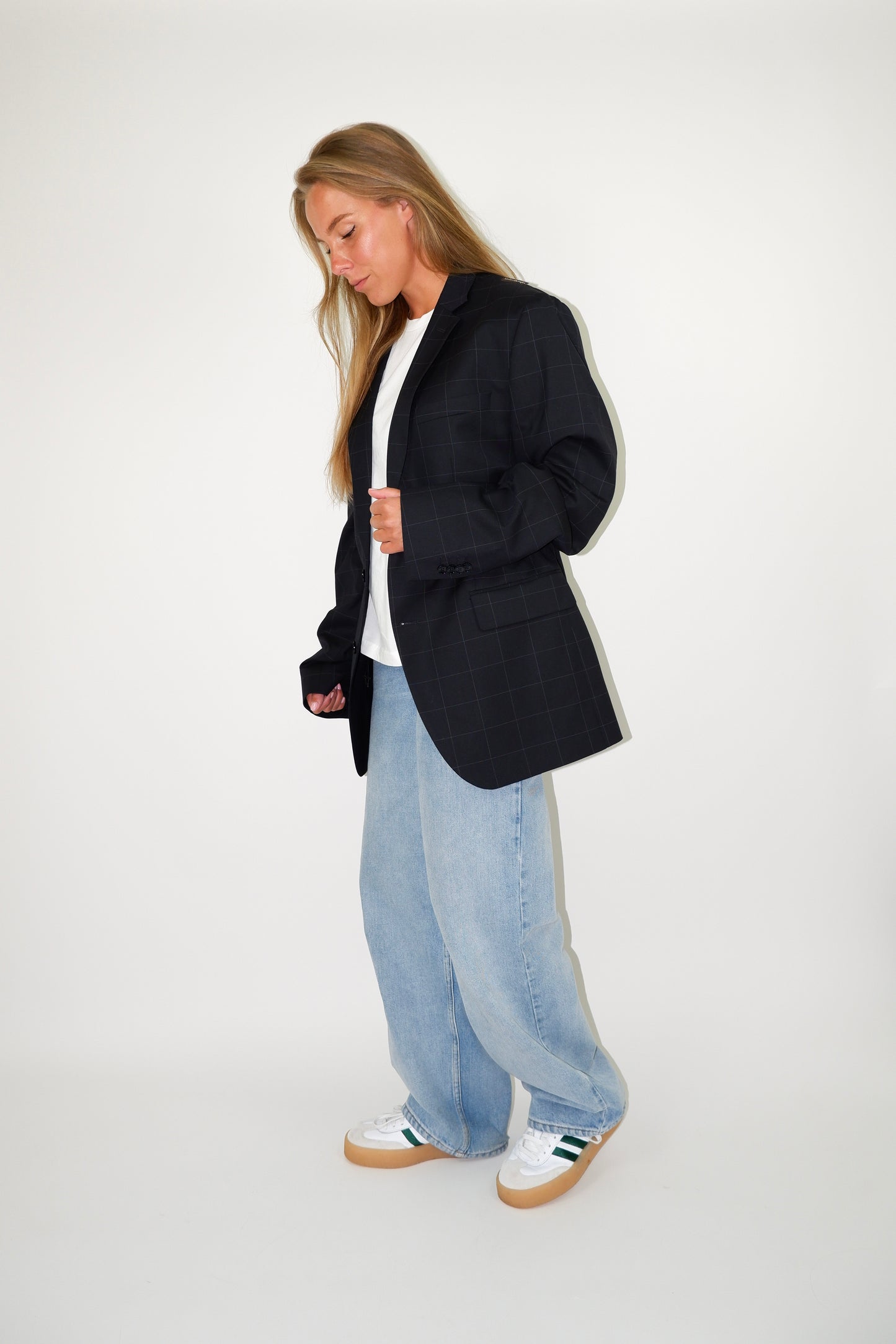 BLAZER RUIT DONKER BLAUW