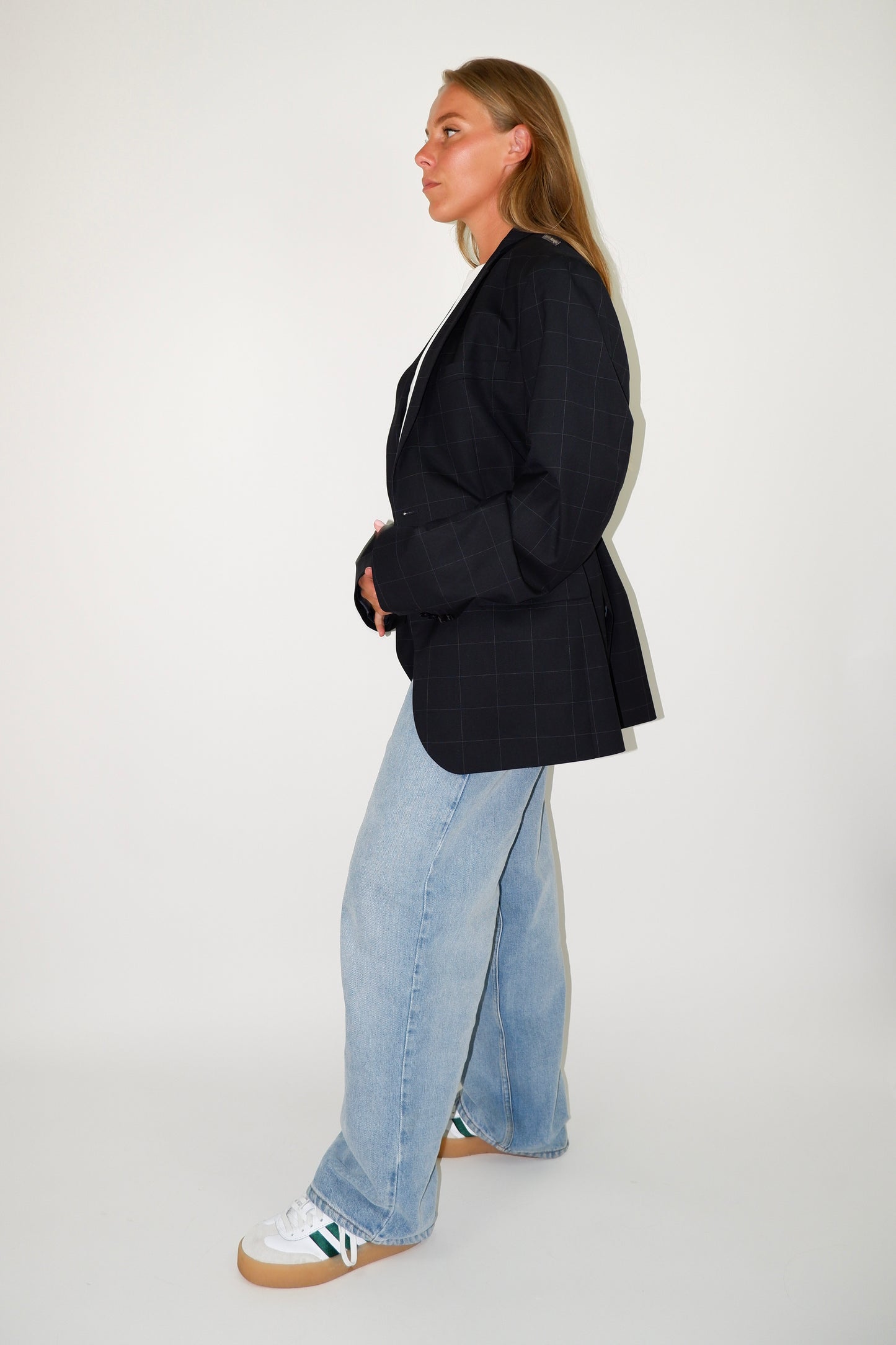 BLAZER RUIT DONKER BLAUW